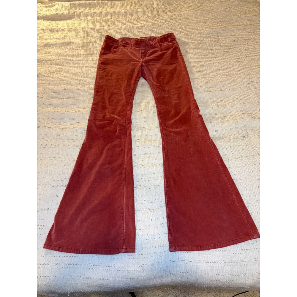 Free People Rust Red Corduroy Flare Bell Bottom Pants Womens 28 Retro Boho